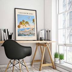 Salvador Dali Dream Caused by the Flight of a Bee Pomegranate Surrealism Art Print Poster Tigers in a modern interior.