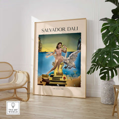 Salvador Dali Leda Atomica 1949 Surrealist Mythology Art Print Swan Poster Nuclear Mysticism in a stylish interior setting.