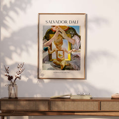 Salvador Dali Madonna Port Lligat 1949 Surrealist Religious Art Print Poster Gala displayed on a wall.