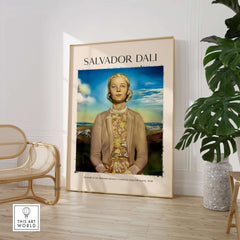 Salvador Dali Portrait Madame Winston Churchill Guest 1958 Surrealist Society Print Poster in modern interior setting