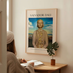 Salvador Dali Portrait Madame Winston Churchill Guest 1958 Surrealist Society Print Poster displayed in stylish room.