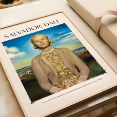 Salvador Dali Portrait Madame Winston Churchill Guest 1958 Surrealist Society Print Poster displayed elegantly.