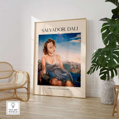 Salvador Dali Portrait Mrs Dorothy Spreckels 1942 Surrealist Seascape Art Print Poster displayed in modern interior.