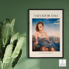 Salvador Dali Portrait Mrs Dorothy Spreckels 1942 Surrealist Seascape Art Print Poster displayed on a wall.