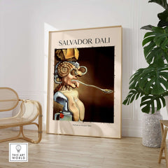 Salvador Dali Portrait of Picasso 1947 Surrealist Art Print Grotesque Poster displayed in a stylish interior setting.