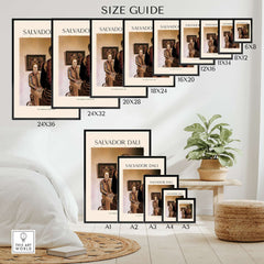 Salvador Dali The Angelus of Gala 1935 Surrealism Double Image Art Print Poster size guide with various frame options.