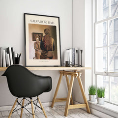 Salvador Dali The Angelus of Gala 1935 Surrealism Double Image Art Print Poster displayed in modern interior setting.