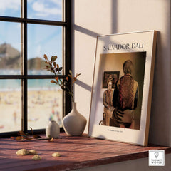 Salvador Dali The Angelus of Gala 1935 Surrealism Double Image Art Print Poster displayed in a bright room.