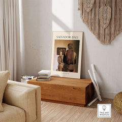 Salvador Dali The Angelus of Gala 1935 Surrealism Double Image Art Print Poster displayed in a stylish living room.