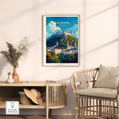 Salzburg Wall Art showcasing a stunning mountain view of Salzburg, Austria, perfect for home decor.