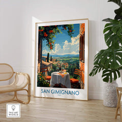 San Gimignano Italy Poster - A Stunning View of the Tuscan Countryside in a stylish interior setting.
