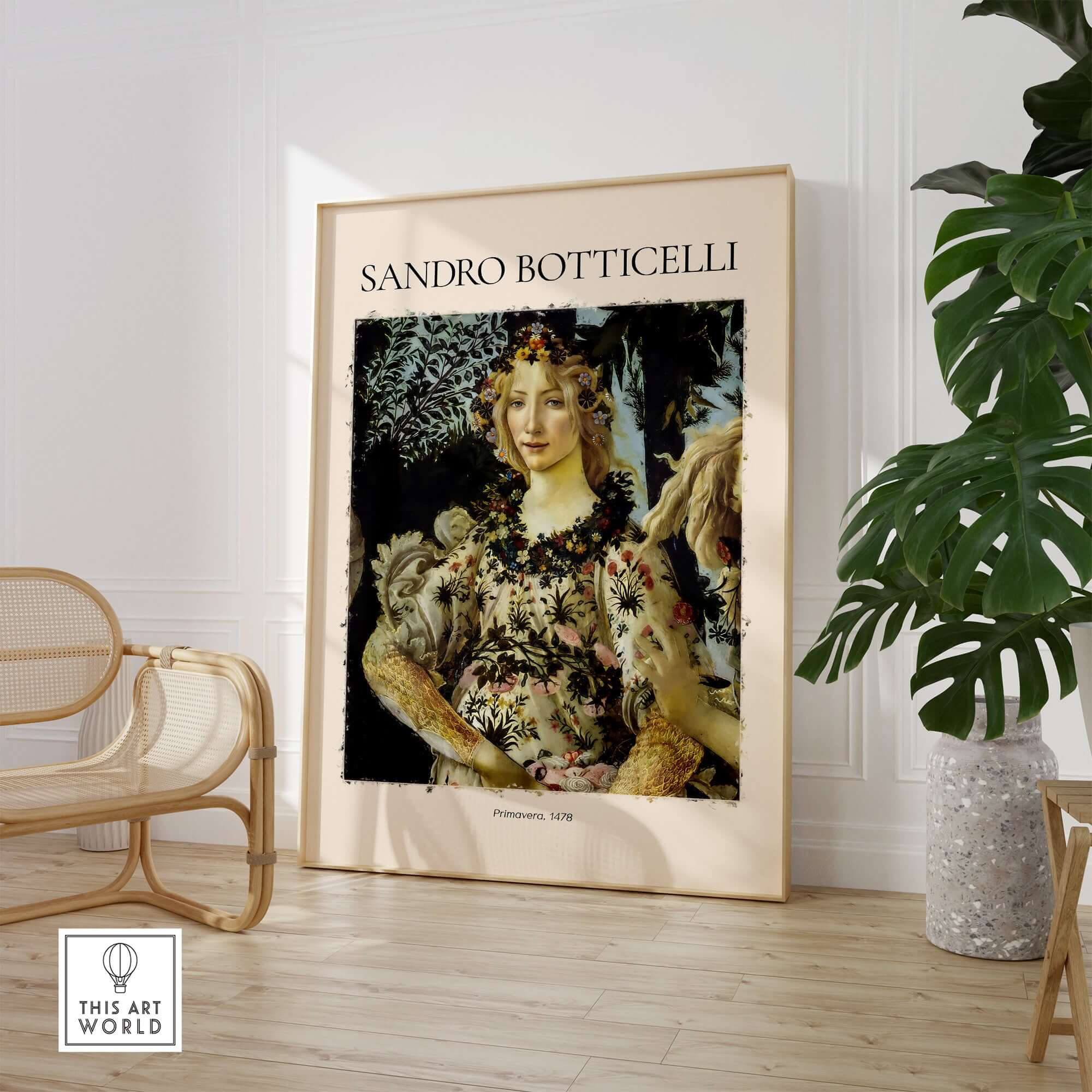 Botticelli Primavera Detail Flora Art Print Renaissance Allegory Spring Poster featuring Goddess Flora in floral gown.