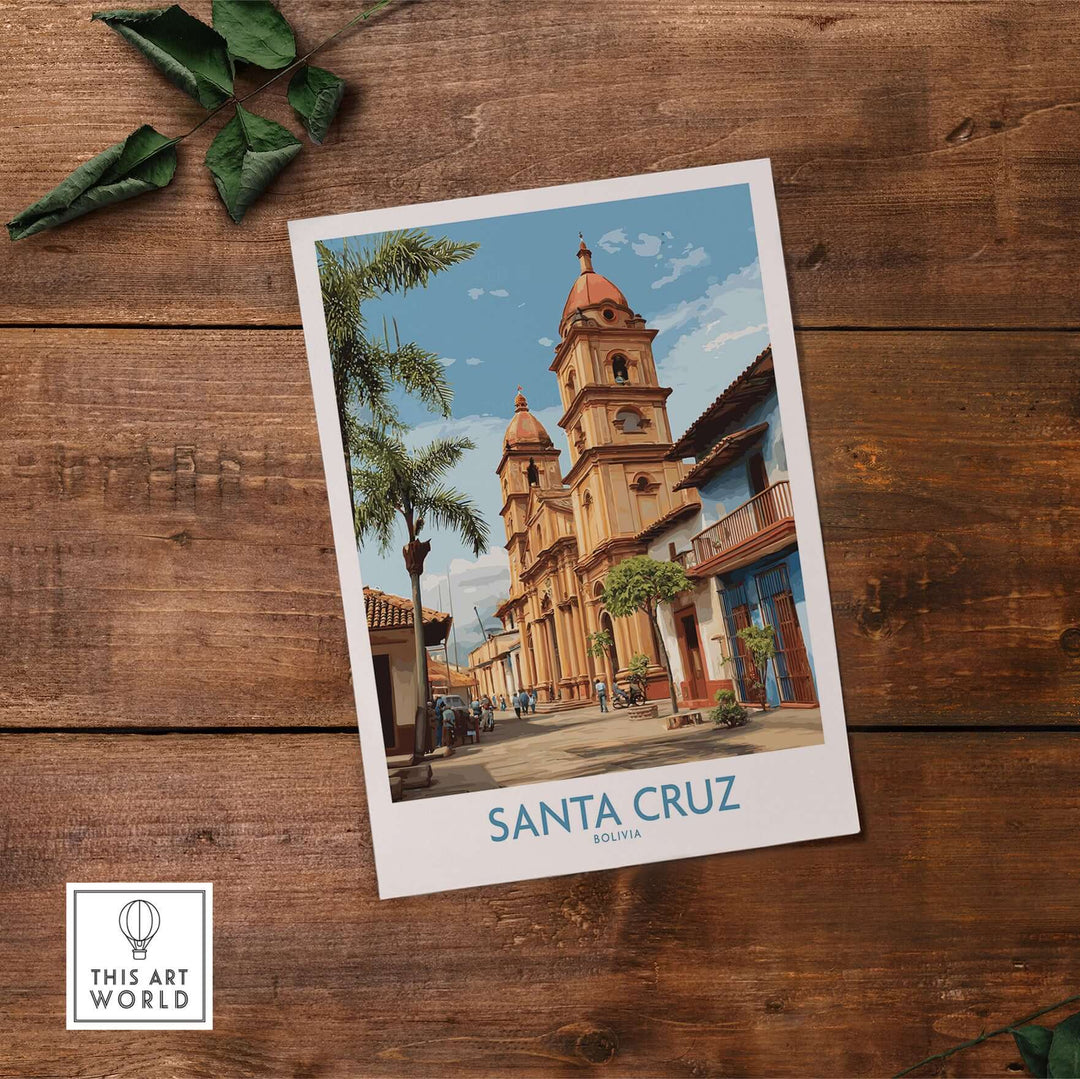 Santa Cruz Bolivia Art Print | Tropical City Poster showcasing vibrant architecture and city scenes.