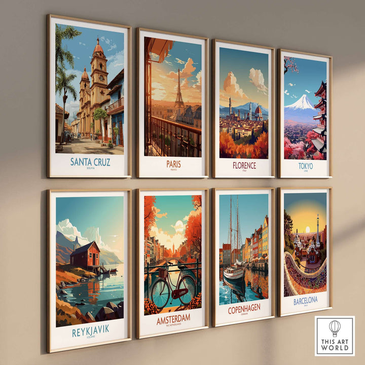 Santa Cruz Bolivia Art Print | Tropical City Poster showcasing vibrant urban scenes and tropical greenery.