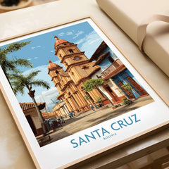 Santa Cruz Bolivia Art Print | Tropical City Poster showcasing vibrant architecture and scenery.