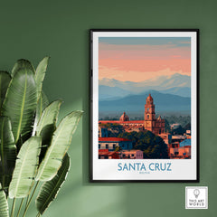 Santa Cruz Bolivia Poster | Cathedral Skyline Print showcasing the skyline of Santa Cruz, Bolivia with architectural beauty.