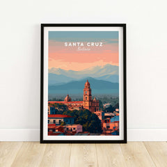 Santa Cruz City Print | Bolivian Home Wall Art featuring vibrant urban landscape of Santa Cruz, Bolivia in a stylish frame.