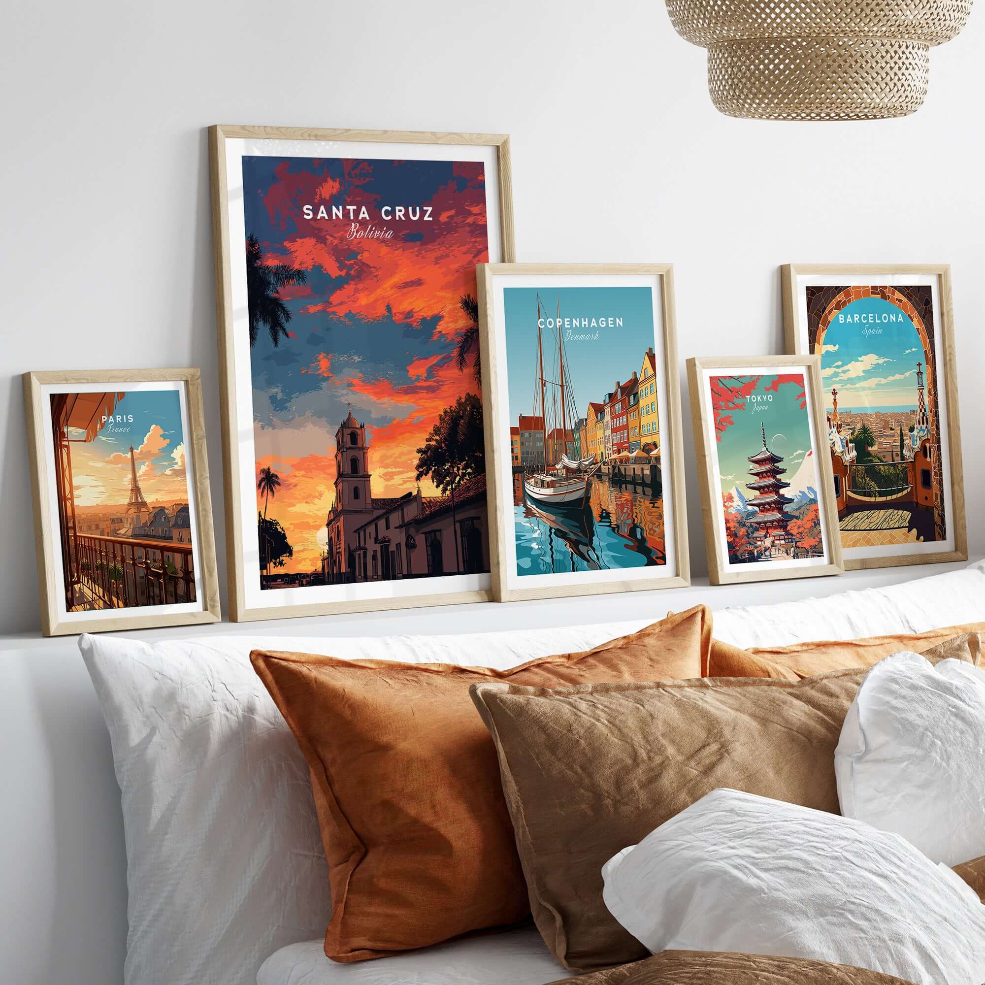 Santa Cruz South America Print | Bolivian City Wall Decor showcased among framed city prints.
