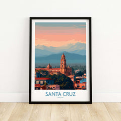 Santa Cruz Bolivia Poster | Cathedral Skyline Print featuring a colorful depiction of Santa Cruz's skyline.