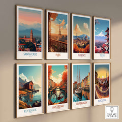 Santa Cruz Bolivia Poster | Cathedral Skyline Print and other city skyline art prints on display.