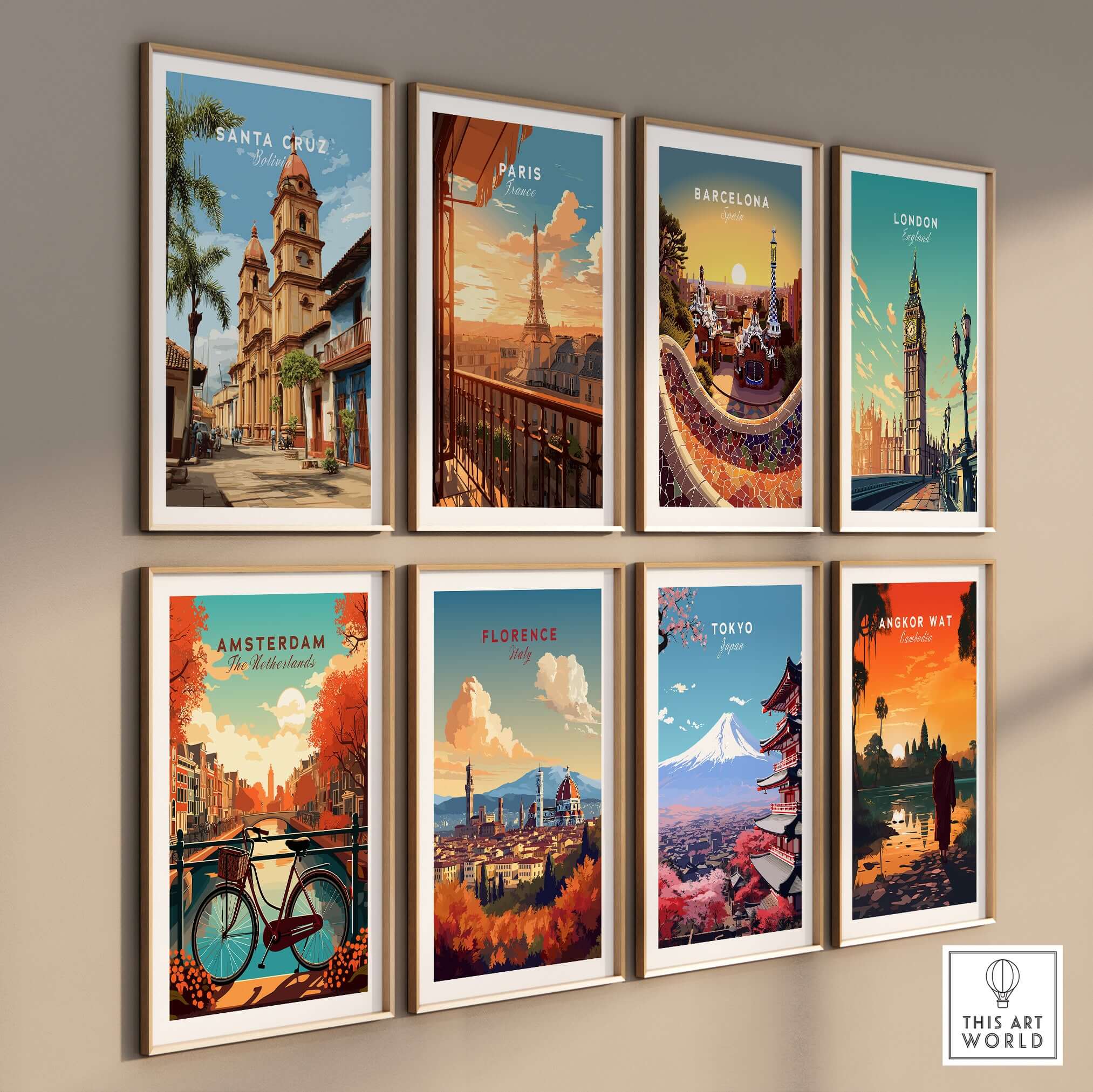 Santa Cruz Poster | Bolivian Travel Wall Art featuring iconic city landscapes and vibrant designs.