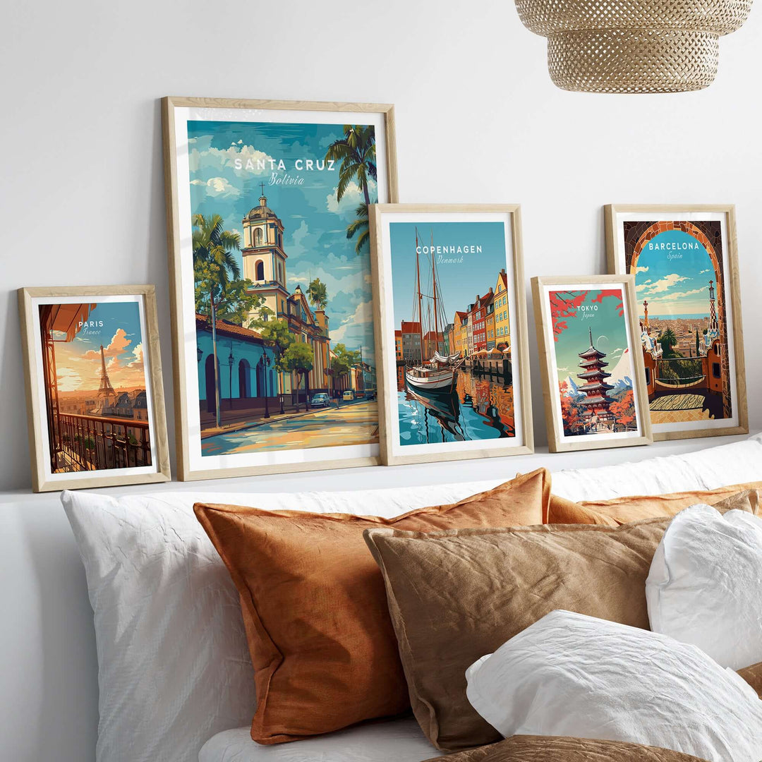 Santa Cruz Print | Bolivian Travel Wall Decor featuring vibrant travel-themed artwork in stylish frames.