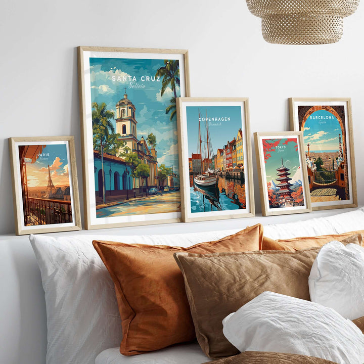 Santa Cruz Print | Bolivian Travel Wall Decor featuring vibrant travel-themed artwork in stylish frames.