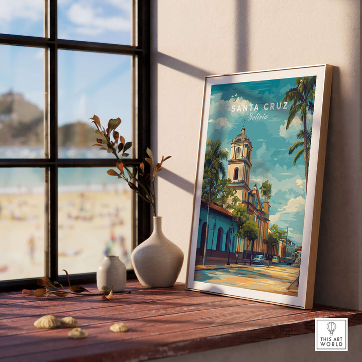 Santa Cruz Print | Bolivian Travel Wall Decor featuring a vibrant cityscape on a sunny day.