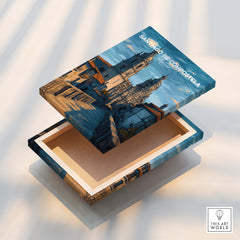 Santiago de Compostela Spain Print | Camino Wall Decor beautifully illustrated on a decorative box.