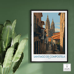 Santiago de Compostela Cathedral Art Print | Historic City Poster showcasing the stunning architecture.