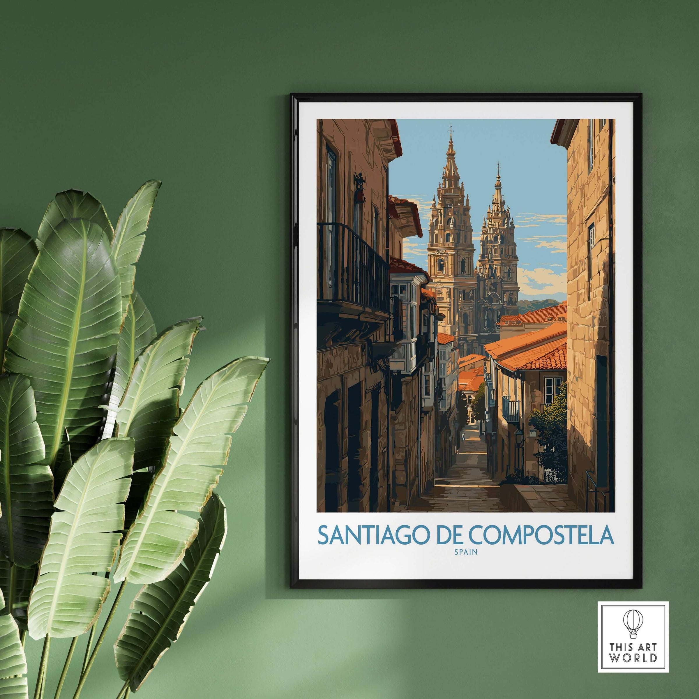 Santiago de Compostela Cathedral Art Print | Historic City Poster showcasing the stunning architecture.