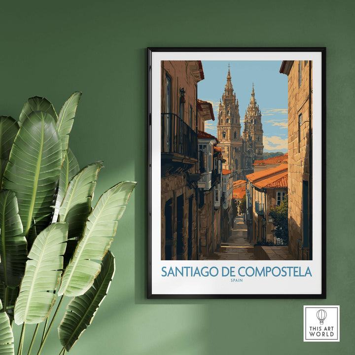 Santiago de Compostela Cathedral Art Print | Historic City Poster showcasing the stunning architecture in a historic setting.