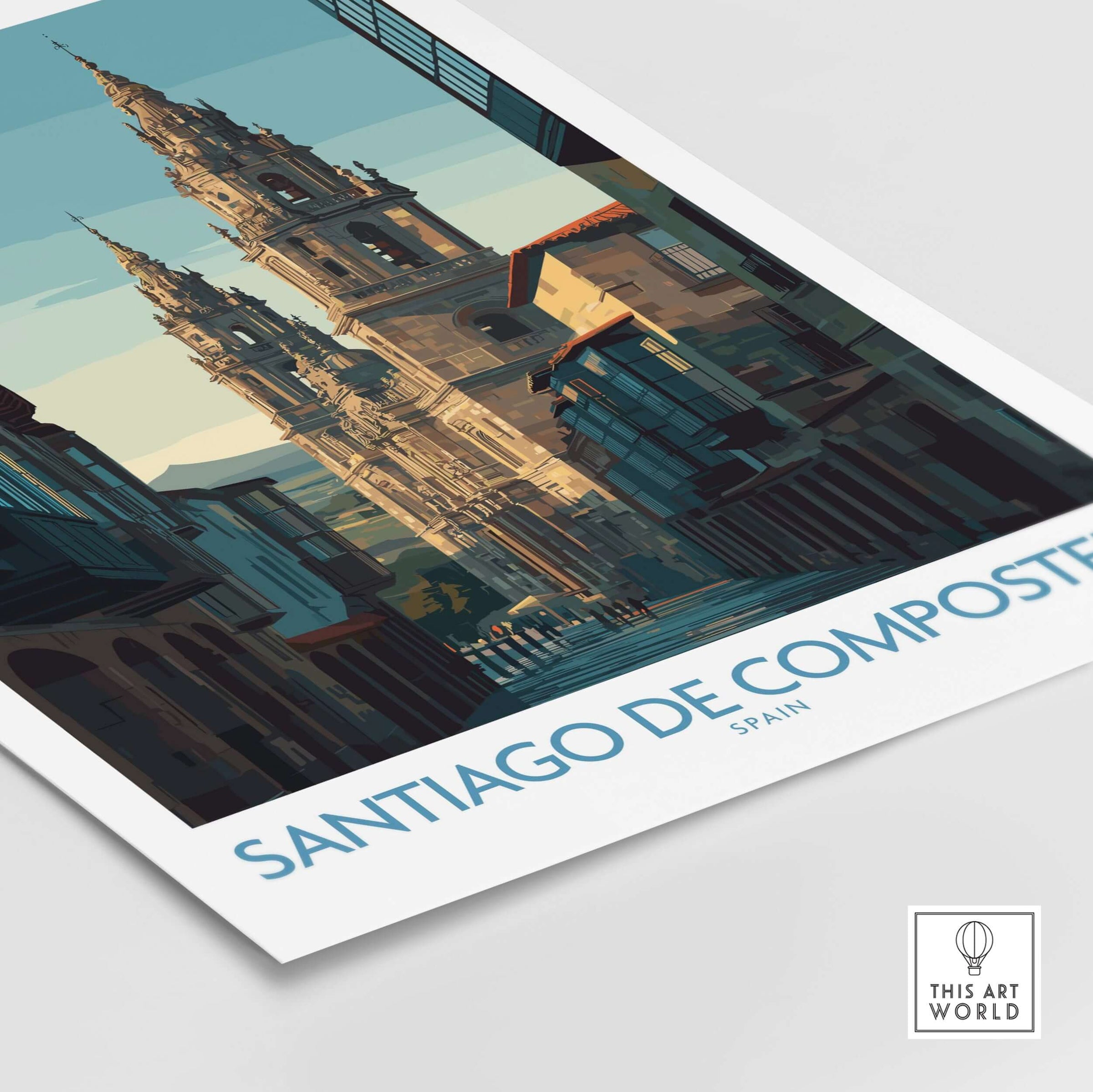 Santiago de Compostela Spain Cathedral Street View Art Print | Pilgrim City Poster