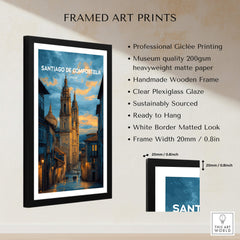 Santiago de Compostela Print | Galician Home Decor in framed art print showcasing stunning architecture.