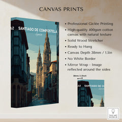 Santiago de Compostela Galician Old Town Architecture Print | Camino Wall Decor canvas print with professional Giclée printing.