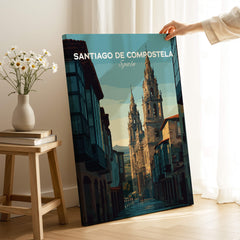 Santiago de Compostela Galician Old Town Architecture Print | Camino Wall Decor showcasing historic landmarks and charming streets.