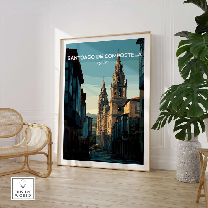Santiago de Compostela Galician Old Town Architecture Print | Camino Wall Decor featuring historic buildings in Spain.