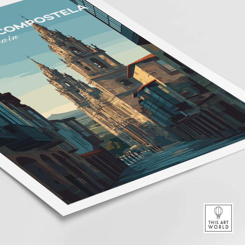 Santiago de Compostela Galician Old Town Architecture Print | Camino Wall Decor showcasing intricate building details.