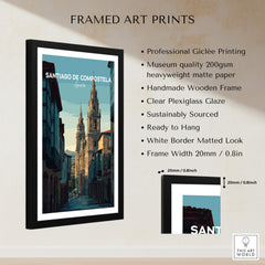 Santiago de Compostela Galician Old Town Architecture Print | Camino Wall Decor framed art with clear plexiglass and matted look.