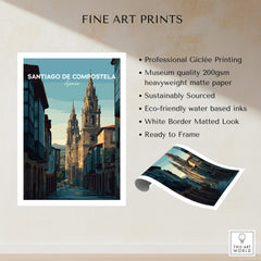 Santiago de Compostela Galician Old Town Architecture Print | Camino Wall Decor displaying professional quality details