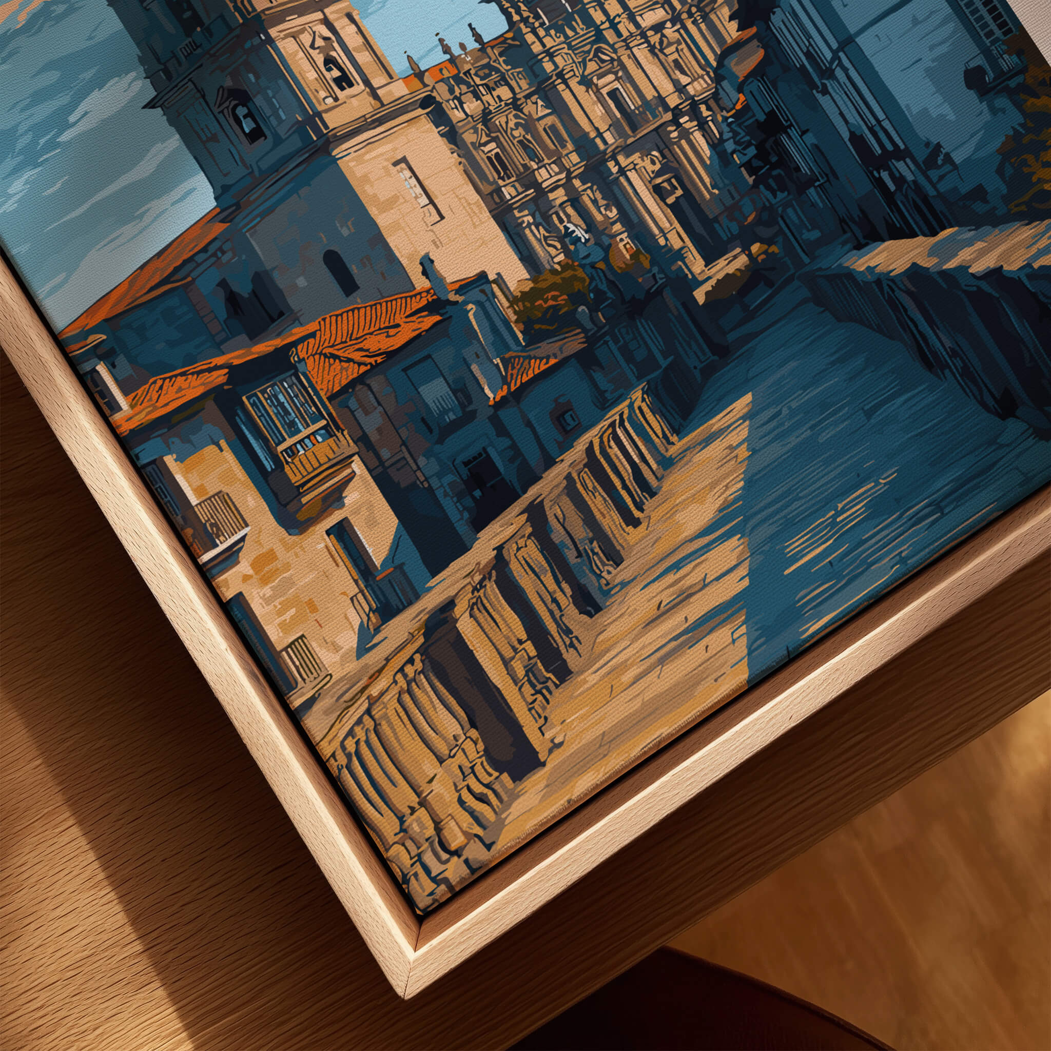 Santiago de Compostela Spain Print | Camino Wall Decor displaying the iconic architecture and vibrant colors of Santiago.