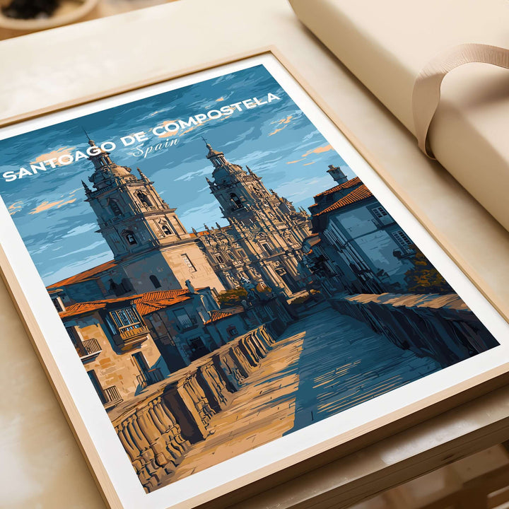 Santiago de Compostela Spain Print | Camino Wall Decor showcasing iconic architecture and vibrant colors.