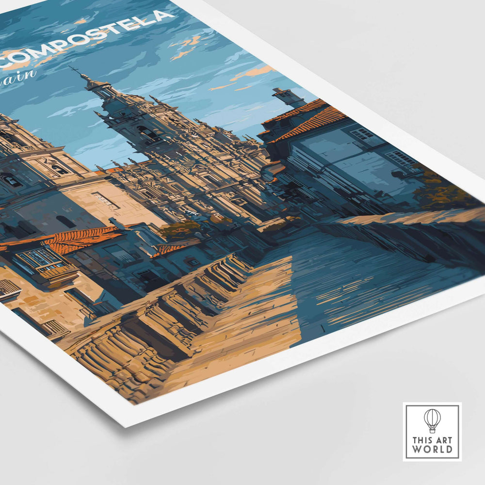 Santiago de Compostela Spain Print | Camino Wall Decor featuring iconic architecture and vibrant colors.