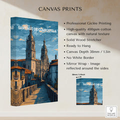 Santiago de Compostela Spain Print | Camino Wall Decor showcasing stunning architecture and details in a canvas print.