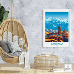 Santiago Wall Art Poster - Chile showcasing the vibrant city and mountains, perfect for home decor and travel enthusiasts.