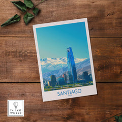 Santiago Wall Art Print - Chile showcasing the Andes Mountains and urban skyline of Santiago.