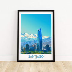 Santiago Wall Art Print - Chile showcasing the vibrant skyline and Andes Mountains background.