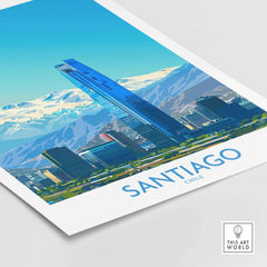Santiago Wall Art Print - Chile showcasing the stunning Andes mountains and vibrant city skyline.