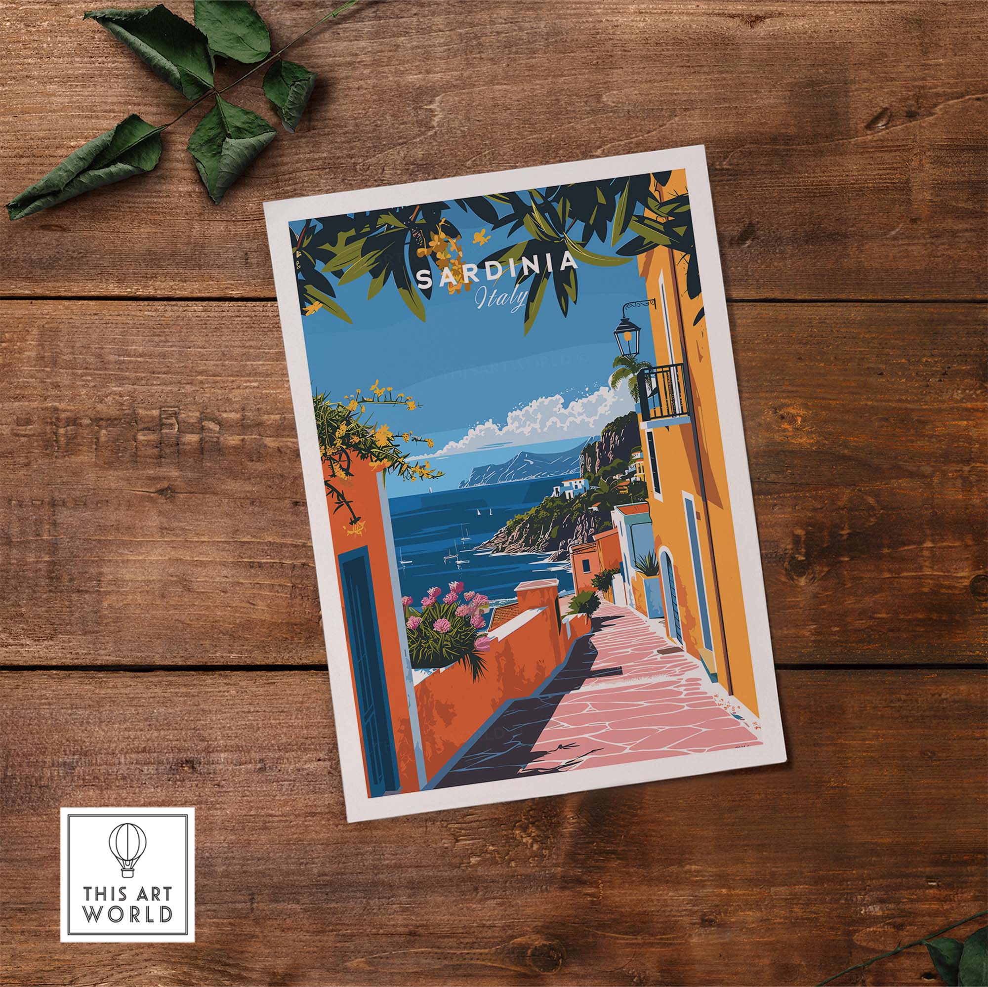 Sardinia Art Print - Coastal Landscape Wall Decor featuring vibrant Mediterranean colors and rustic coastal scenery.