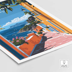 Sardinia Art Print - Coastal Landscape Wall Decor featuring vibrant coastal scenery and colorful architecture.